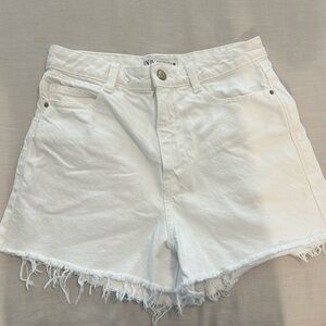 Zara High Waisted Distressed Denim Shorts